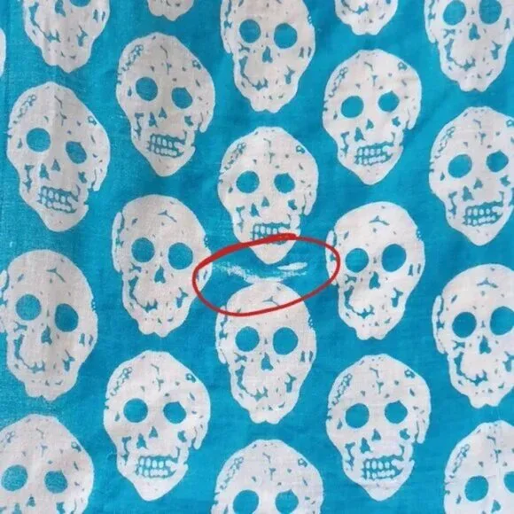 3/$25 SALE Skull Bandana, Semi Sheer Teal & White Unisex Punk Goth Biker 19"x20" - Picture 10 of 12